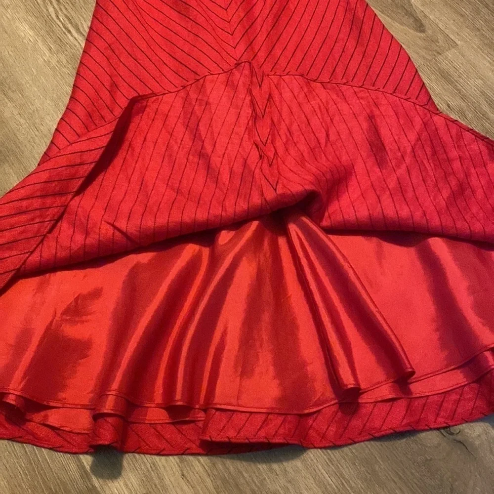 Ralph Lauren Black Label Exclusive Linen Nautical Red & Navy Stripe Midi dress 4 - Picture 9 of 14